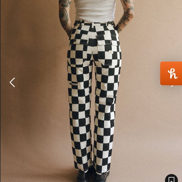 Checkered Black and White Women's Pants - Picture 2 of 9
